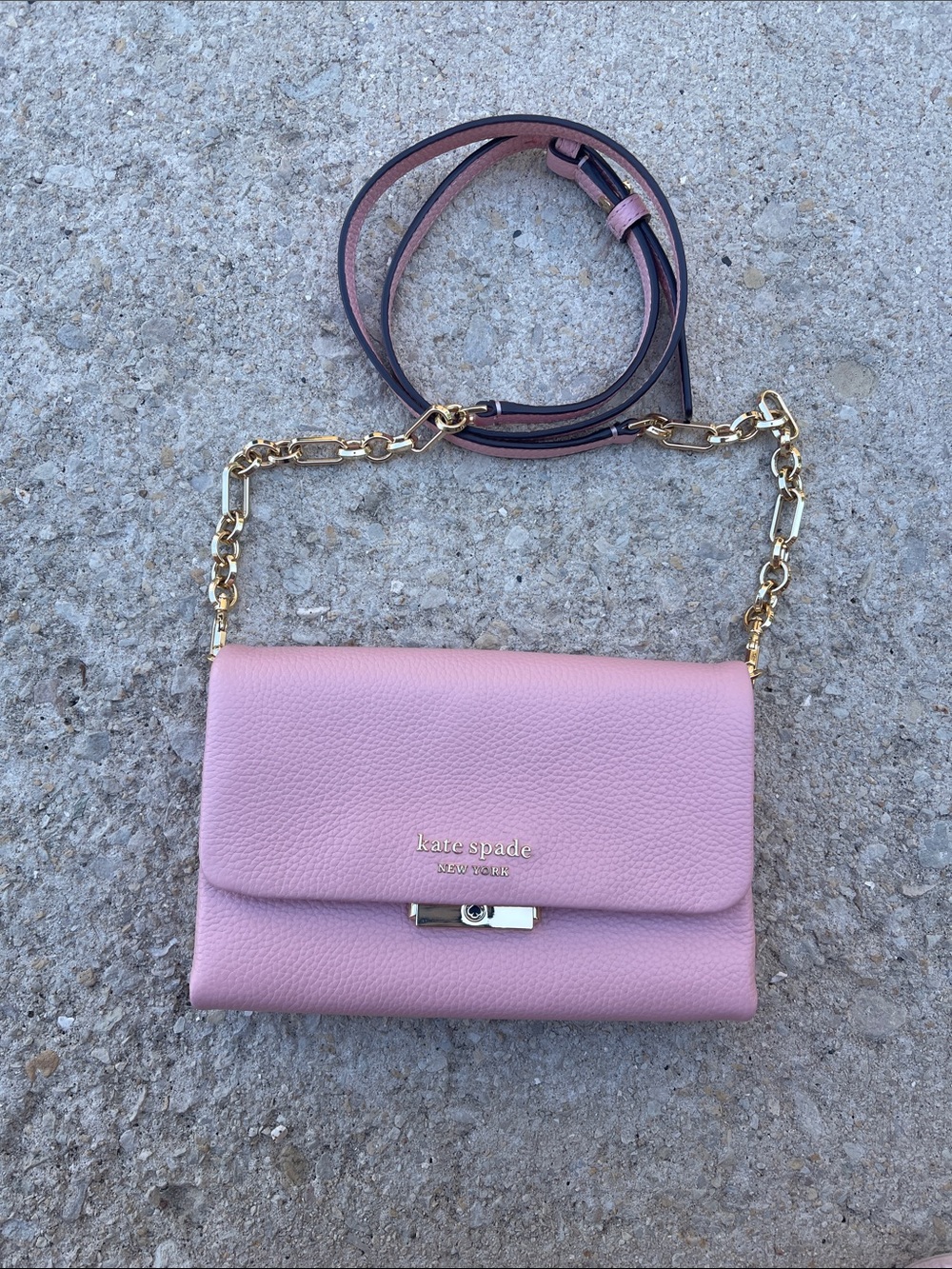 kate spade Pink Leather Crossbody with Gold Chain